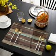 thumbnail image 3 of Brown Teal Wooden Placemats Set of 6, Vintage Farmhouse Retro Art Placemats for Dining Table, Place Mats for Kitchen Tabletop, Waterproof Wipeable Dining Table Mats Set, 3 of 9