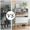 thumbnail image 5 of YouTrend Shoe Cabinet with 2 Flip Drawers and Open Shelf Shoe Organizer for Entryway, White, 5 of 11