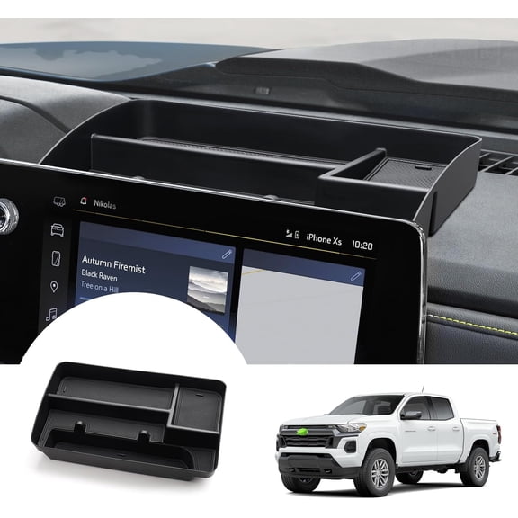 Canvcle Center Console Dash Organizer for 2023-2025 Chevy Chevrolet Colorado Accessories Dashboard Insert Tray with Cellphone Holder Storage Box with Anti-Slip Mat