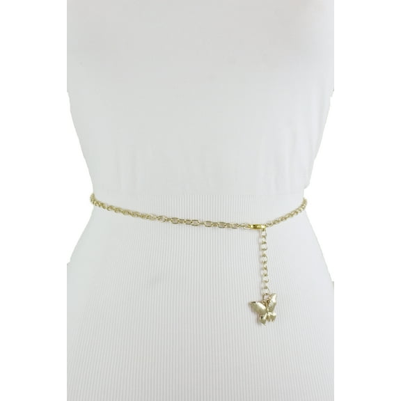 Women Gold Metal Chain Fashion Belt Butterfly Plus Size XL XXL