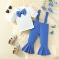 thumbnail image 3 of Girls Girls Spring Summer Gentleman Short Sleeve Back With Flared Pant Suit Girls Sleeve Bow Tie Top Casual Pants, 3 of 8