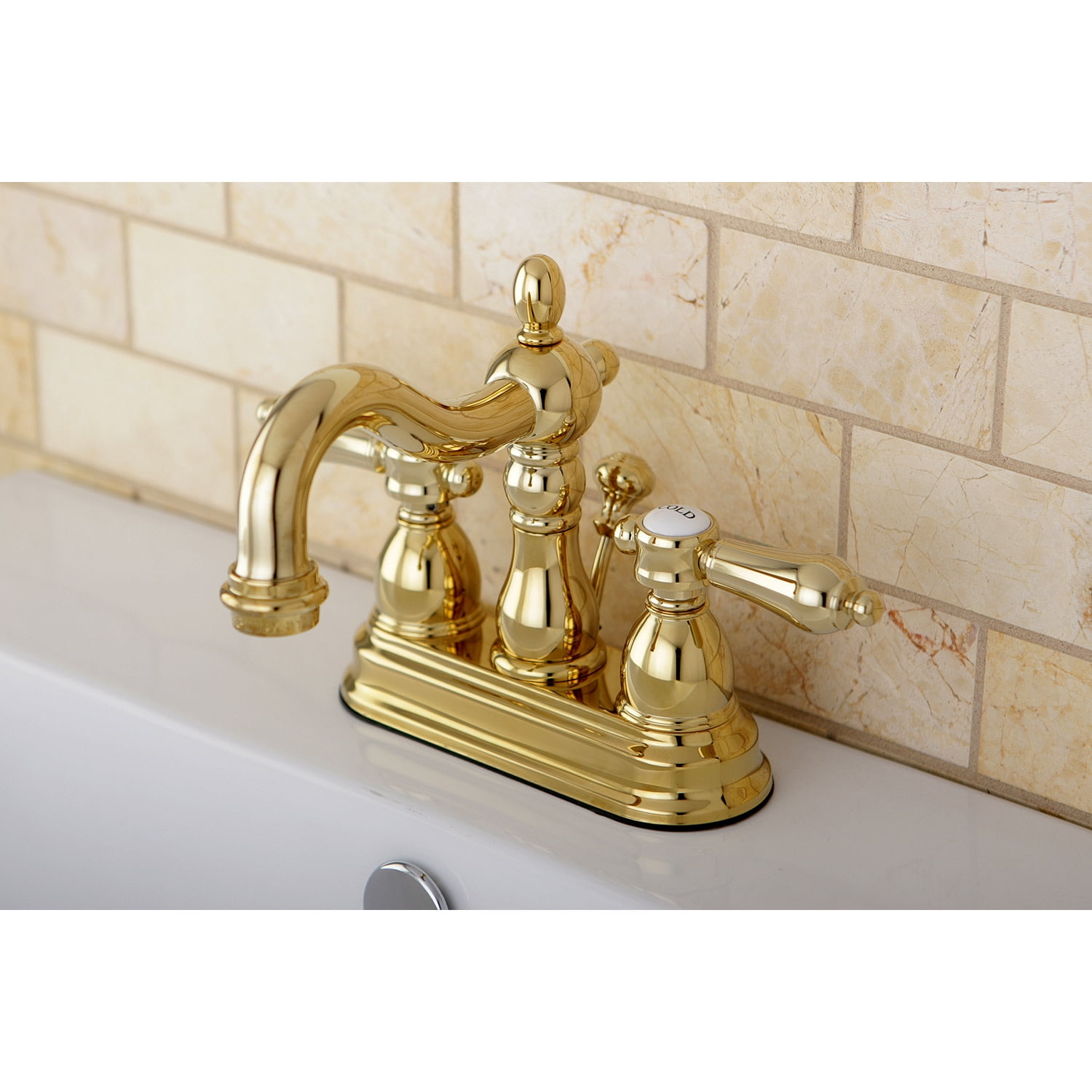 Kingston Brass KS1602BAL 4 in. Centerset Bathroom Faucet, Polished Brass