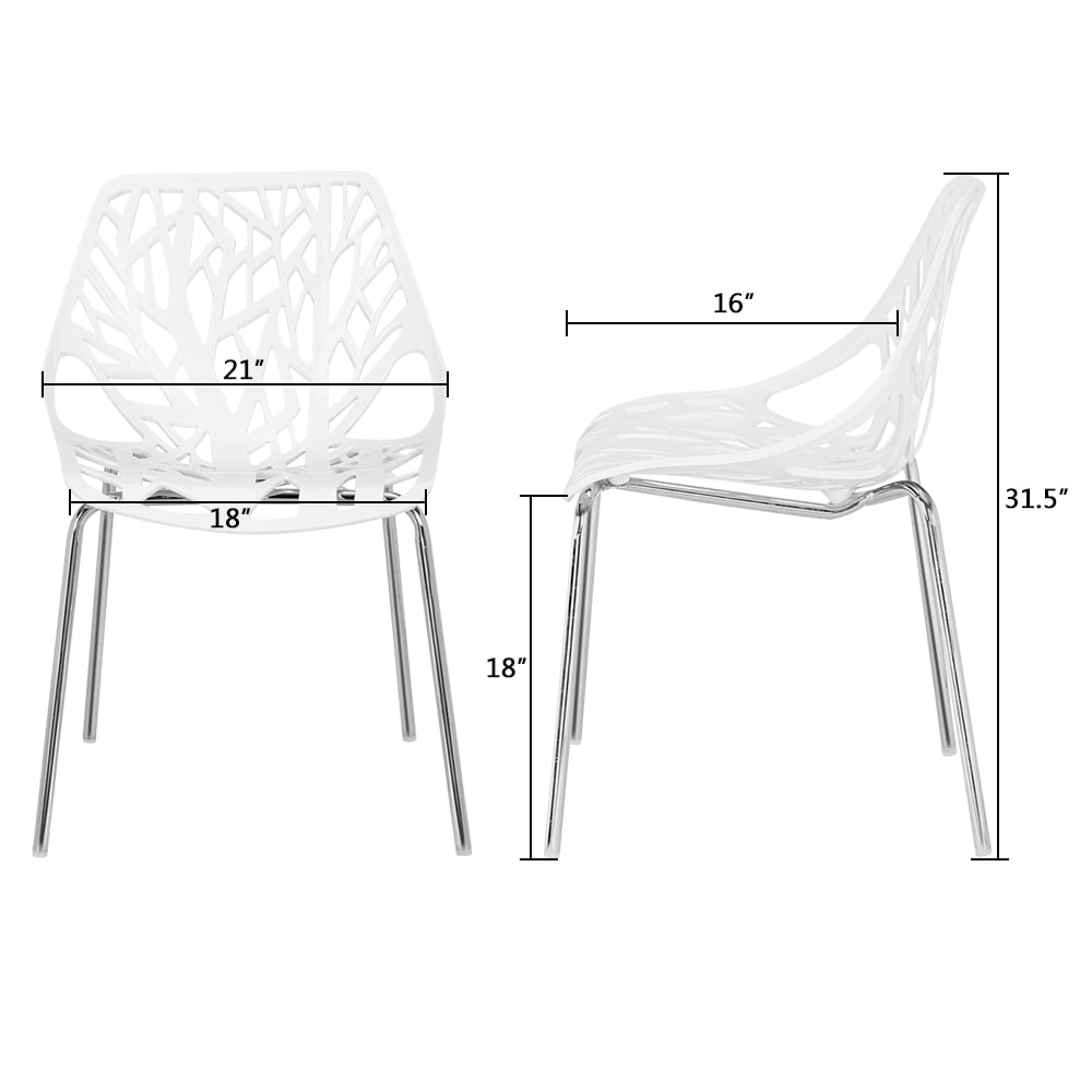 Ktaxon Dining Chairs (Set of 4)  Modern Nest Style Lounge Chairs Kid-Friendly Birch Chairs, Stackable Modern Chair white