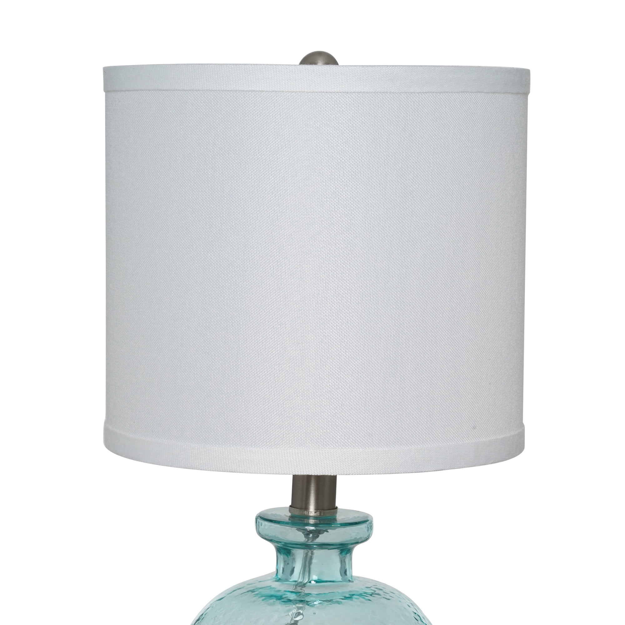 Catalina Lighting Oceana 18.25'' Table Lamp with White Fabric Drum Shade Coastal Table Light Fixture for Living Room, Bedroom or Office, Blue