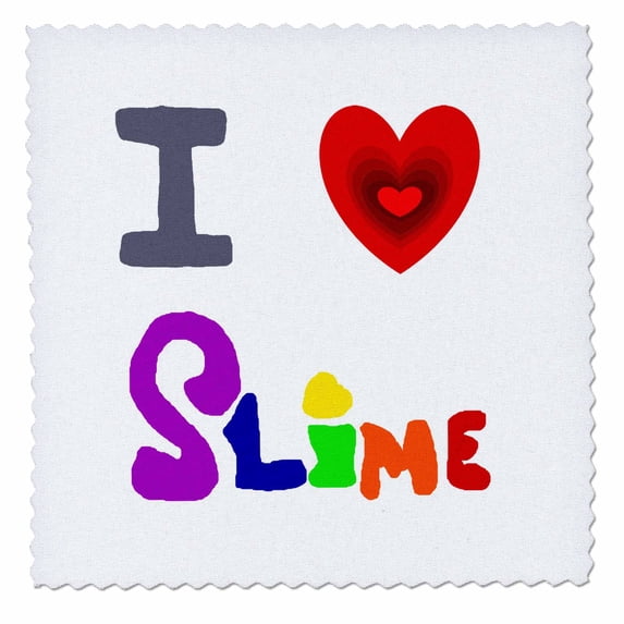 3dRose Funny Cute I love Slime Cartoon - Quilt Square, 6 by 6-inch