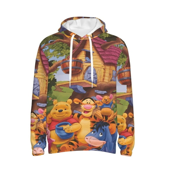 Winnie The Pooh Trendy Cartoon Men'S Fleece Hooded Hoodie, hoodies for women men with pockets,Fall Fashion 2025 Pullover Sweaters Winter Clothes