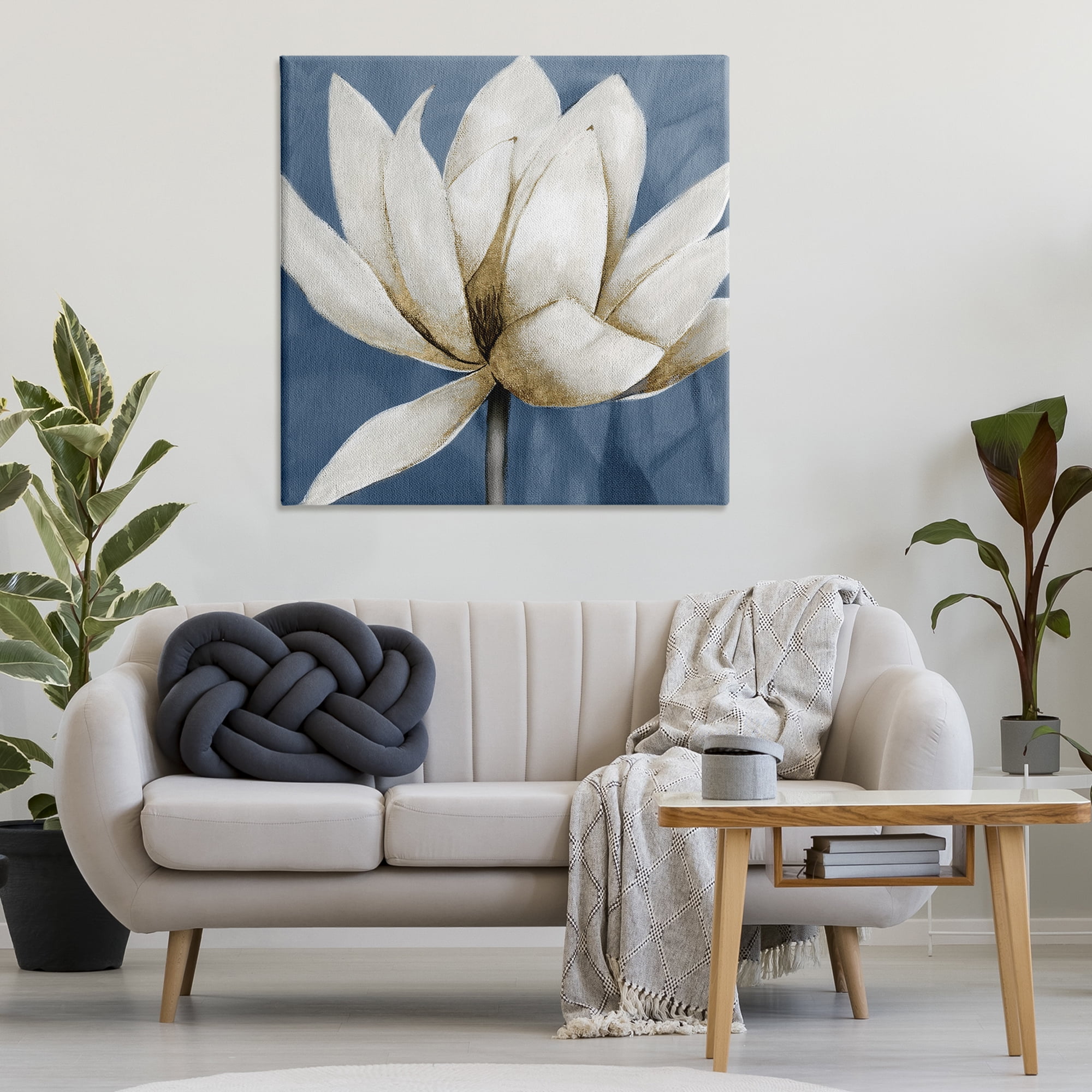 Stupell Industries White Lotus Blooms Botanical & Floral Painting Gallery Wrapped Canvas Art Print Wall Art, 36 x 36