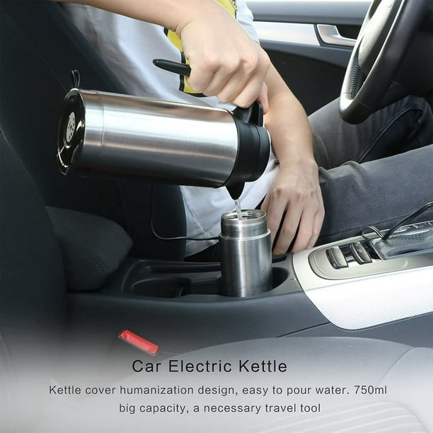 Bouilloire électrique de voyage, bouilloire électrique pour voiture en acier  inoxydable portatif de 650 ml 12V avec une tasse de chauffage pour voiture  en caoutchouc scellée pour eau chaude 