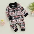 thumbnail image 3 of Douhoow Western Baby Boy Fall Clothes 3 6 12 18 Months Infant Cow Print Long Sleeve Button Polo Romper Jumpsuit One Piece Outfits Cowboy Country Clothing 0-18M, 3 of 9