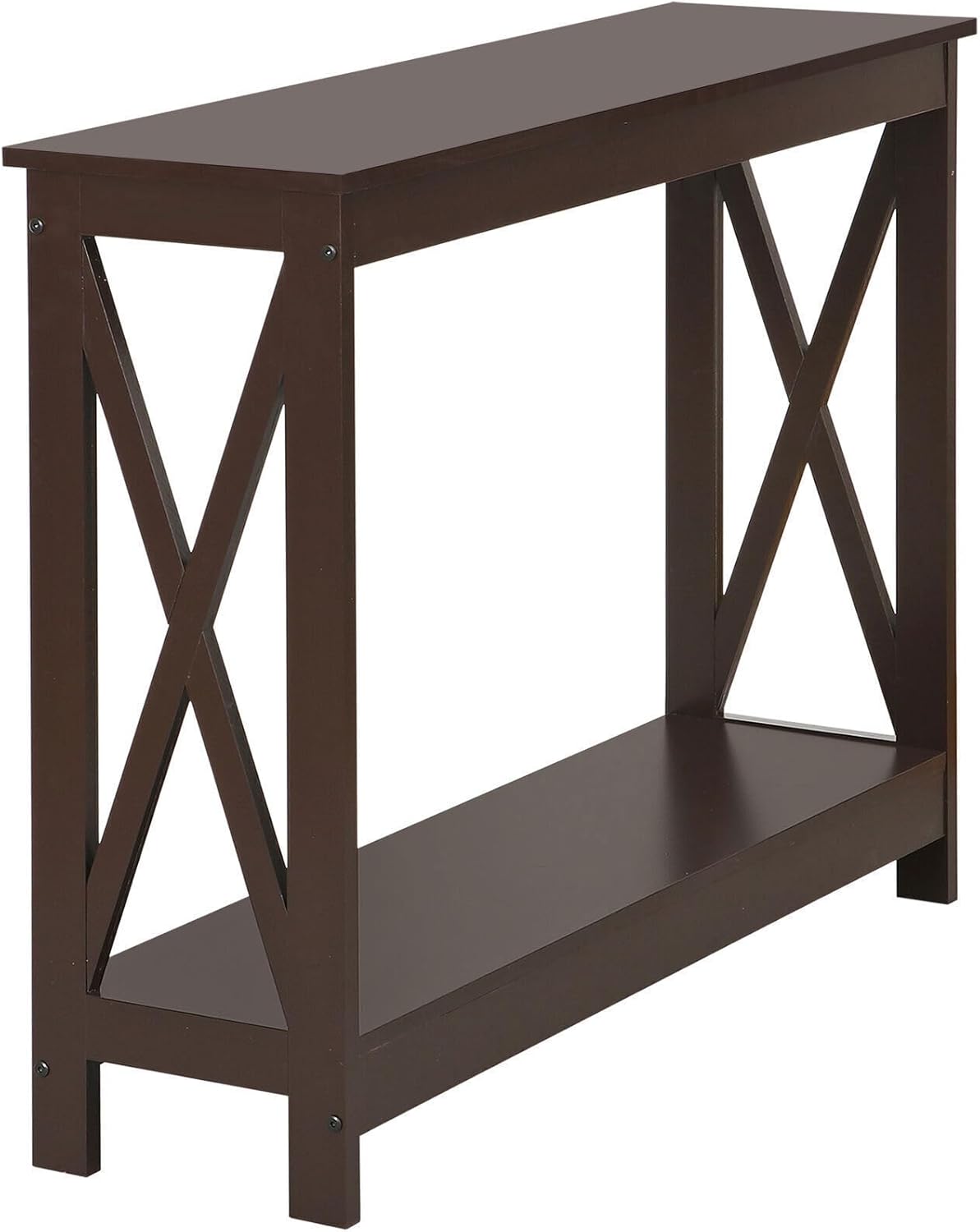 Console Table 2-Tier with Storage Shelf,X-Design Bookshelf Narrow Accent Table for Entryway Hallway Living Room Sofa Side Table,Black