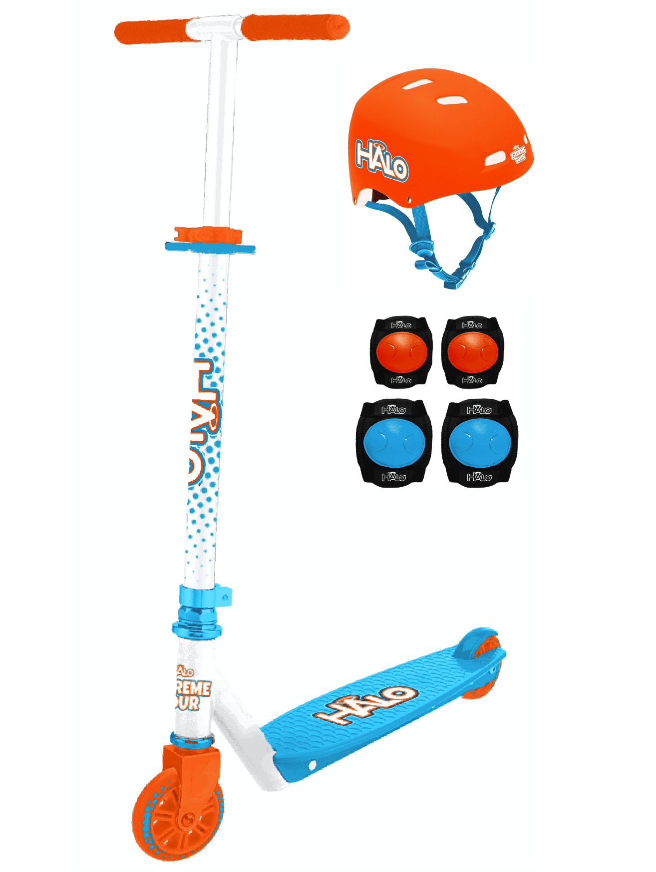 Halo 2 Wheel Scooter Combo Set Xtreme Sour Orange Scooter, Helmet