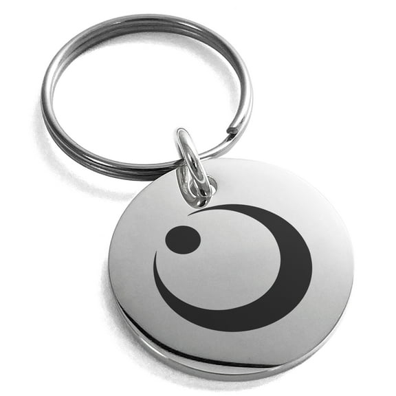 Stainless Steel Obu Samurai Crest Engraved Small Medallion Circle Charm Keychain Keyring