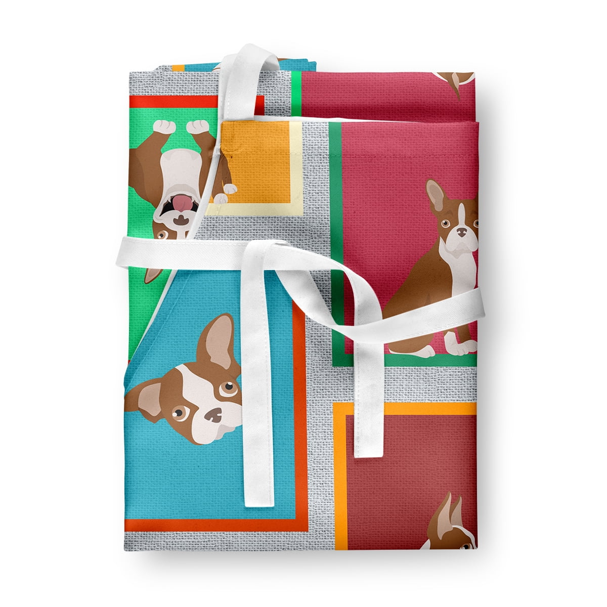 Lots of Red Boston Terrier Apron 27 in x 30 in