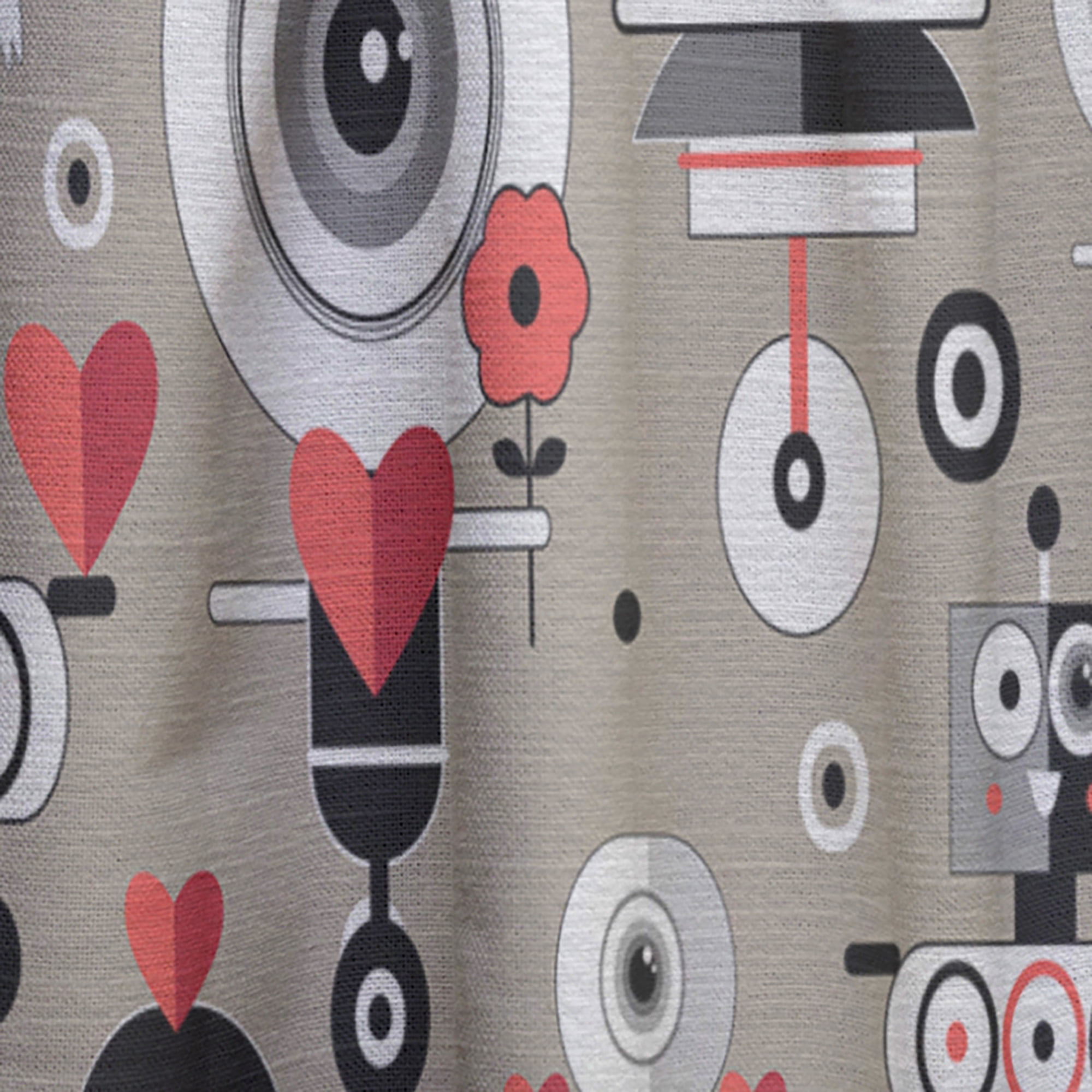 Designart 'Pattern Amusing Lovers Eye Robots' Modern & Contemporary Curtain Panel