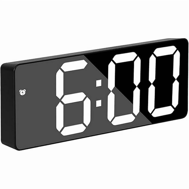 wonima44 Digital Alarm Clock for Bedrooms, 6.5 inch LED Display with White Digits, 3 Levels Brightness Adjustable, Desk Alarm, Table Clock with 1 Alarm, 12/24H, Temperature, Corded Powered(White)
