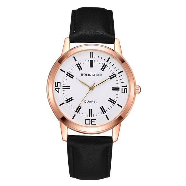 Reloj de cuarzo dorado rosa elegante con esfera blanca grande y estilo vanguardista