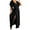 Black, variant on Fesfesfes Women Dress Spring Solid Waist V-Neck Trumpet Short Sleeve Hem Split Dresses or