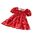 thumbnail image 3 of PENGXIANG Enfants Filles Manches Courtes Polka Dot Robe Élégante pour les Enfants Filles Rouge 5-6 Ans, 3 of 4