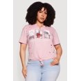 thumbnail image 2 of Women's Plus Size Distressed London Graphic Knot Front Tee, 2 of 4