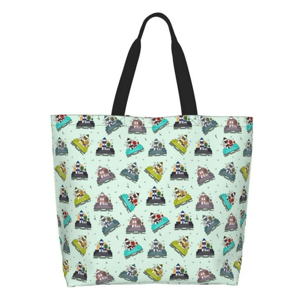 Balery Lighthouse Bolsa Tote Estilo Estético con Cremalleras, Bolsa de Hombro, Bolsa de Compras Grande y Plegable