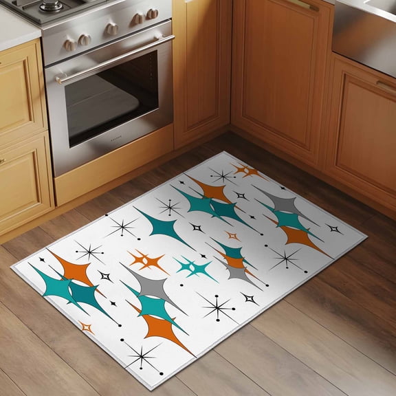 Bohemia Mid 2x3 Rug for Entryway Front Door Kitchen Sink Area, Century Geometric Diamond Pattern Low Pile Washable Non Slip Rectangle Area Rug
