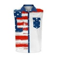 thumbnail image 4 of mens gifts! BiZtdJrK Mens Sleeveless Patriotic Shirt Button Down Collared Tank Tops American Flag 4th of July T-Shirt Blouse with Pockets Red L, 4 of 6