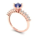 thumbnail image 2 of Clara Pucci 14K Rose Gold Solid Gold Tanzanite Solitaire with Accents Anniversary Ring for Women - 1.05 cttw Round Cut, 2 of 8