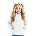 thumbnail image 4 of Girls Fuzzy Fleece Pullover Hoodies Sweatshirt Casual Loose Outwear Coat with Pockets White 12-13 Years, 4 of 6