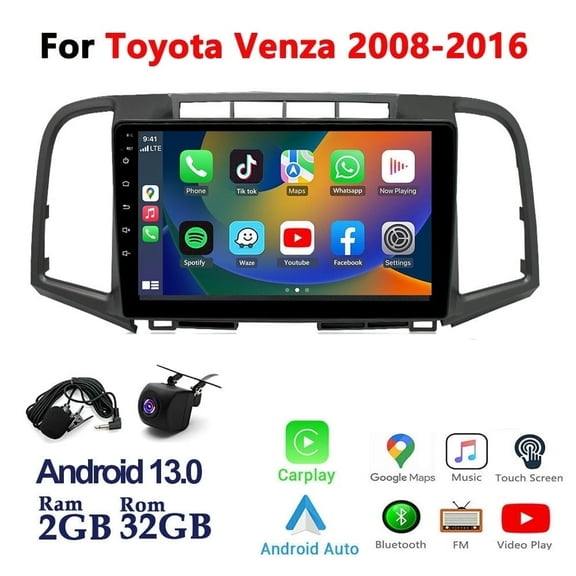 Car Stereo Radio Wireless Carplay for Toyota Venza 2008-2016 9" Android 13 Touchscreen, Car Radio 4 64G Wifi GPS Navigation, Android Auto