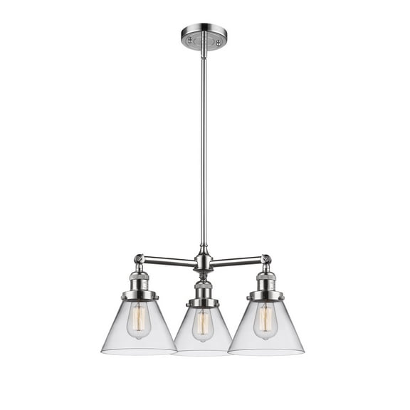 Innovations Lighting 207-PC-G42-LED Large Cone-10.5W 3 LED Chandelier in Industrial Style-22 Inches Wide by 13 Inches High   Polished Chrome Finish with Clear Glass