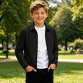 thumbnail image 5 of FSYBOA Boys Lightweight Jackets Size 8, Long Sleeve Windproof Collared Casual Kids Fall Outerwear Black, 5 of 7