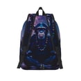 thumbnail image 2 of Lsque Starry Sky Meditating Chimpanzees Pattern Canvas Daypack, Durable Backpack, High-quality Versatile Backpack,Vintage Compact Backpack-Medium, 2 of 6