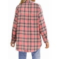 thumbnail image 4 of Camisas de Franela A Cuadros para Mujer, Blusas de Larga de Gran Tamaño con Botones, Tops. Rosa S, 4 of 10
