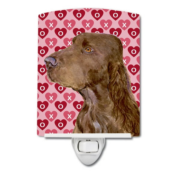 Caroline's Treasures SS4525CNL Field Spaniel Hearts Love and Valentine's Day Portrait Ceramic Night Light, 6x4x3",
