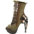 thumbnail image 2 of Hades Shoes H-Polaro Tweed Fabric mid-calf high boot with 7 flame metal buckles 8 / Bown, 2 of 2