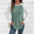 thumbnail image 2 of Tqcoqu Women's Waffle Knit Raglan Color Block Long Sleeve Tops,Crew Neck Curved Hem Casual Top,2026 Spring Fall Trendy Clothes,Green Women's S-XXL, 2 of 7