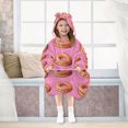 thumbnail image 7 of FORMRS Wearable Blanket Hoodie with Sleeves for Kids Cozy Flannel Sweatshirt, Pink Doughnuts, 7 of 7