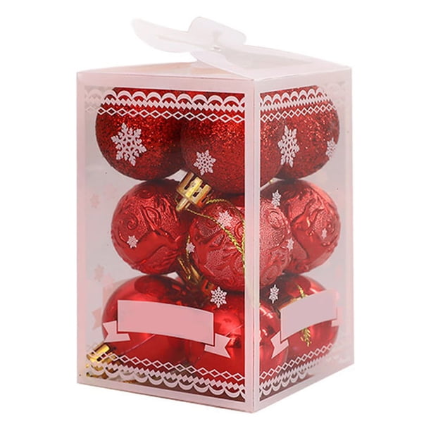 Yuarrent Paquete de 12 Bolas de Navidad Árbol Colgante Festival Atmósferas Decoración Fotografía Prop Adornos Hotel Patio Hogar Kits de decoración para fiestas Rojo