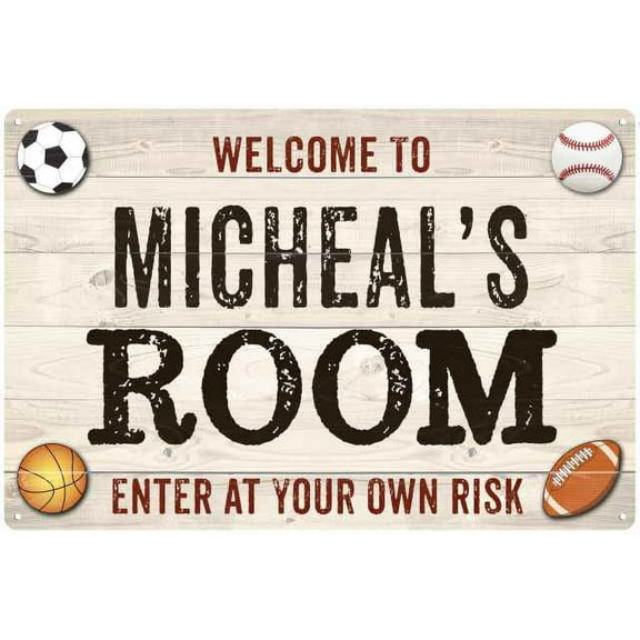 MICHEAL'S Room Kids Bedroom Sign Boy's Gift 8x12 Metal 108120090409