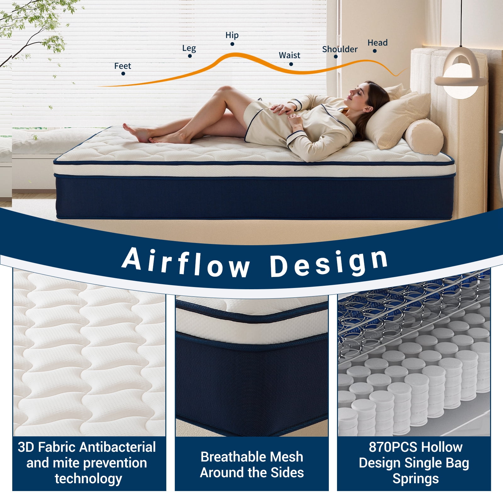 12 inch King Mattress, Memory Foam & Spring Hybrid Medium Comfort King Size in a Box,Adult
