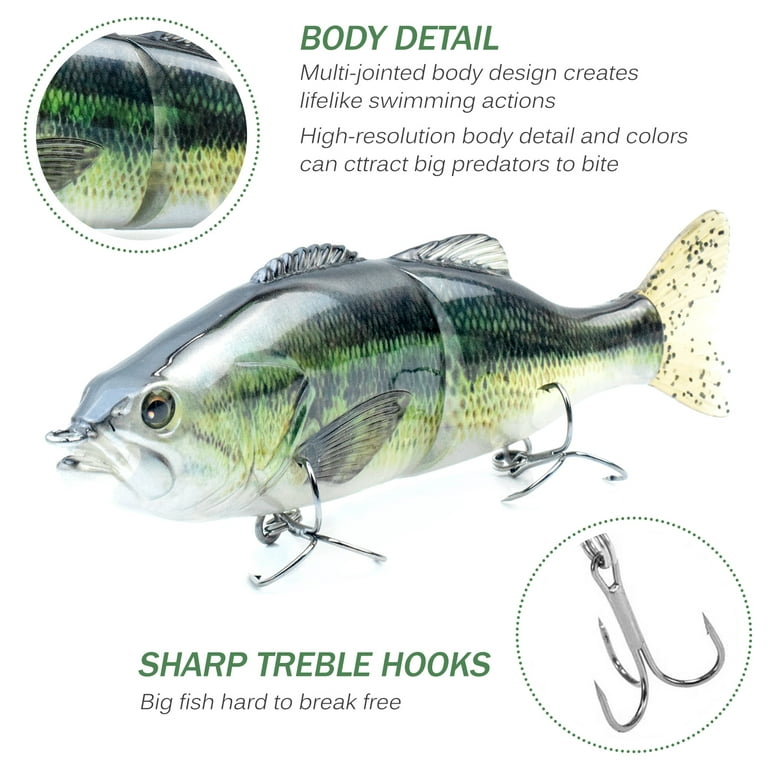 MIXFEER 6.7in / 3.1oz Trout Bait Fishing Lure 2-segment Hard Body Lure  Sinking Lure with Treble Hook Lifelike Crankbait Artificial Fishing Lure