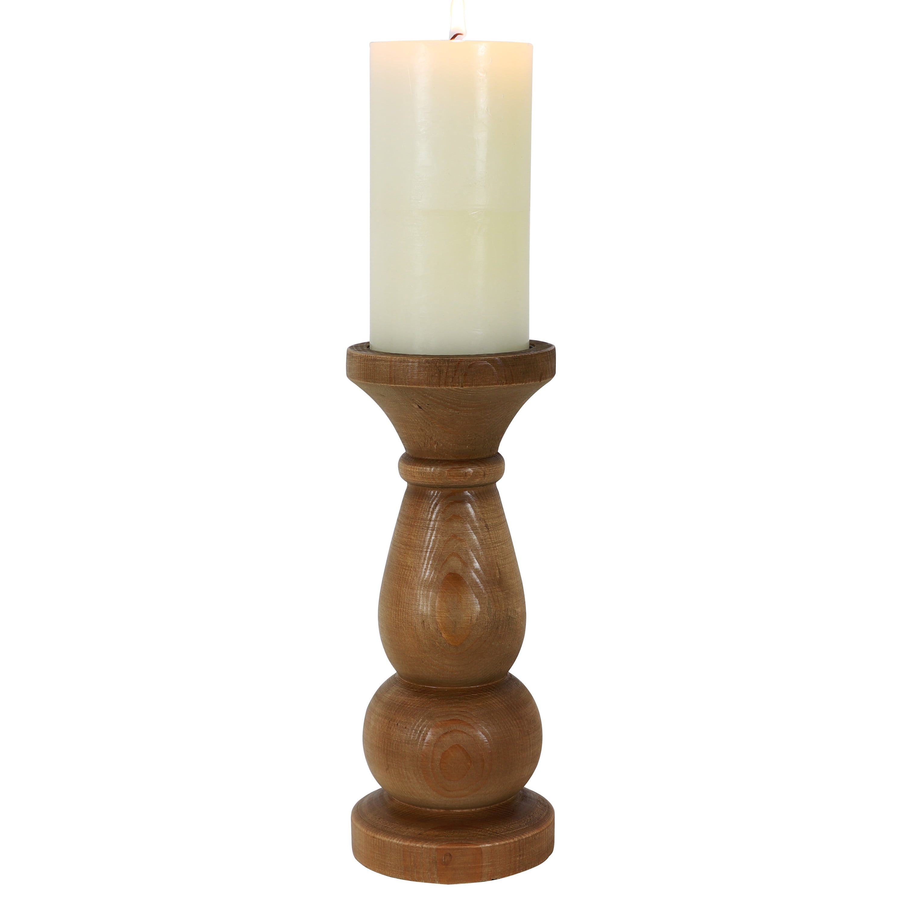 Wooden Pillar Candle Holder from Retreat Home, oak effect