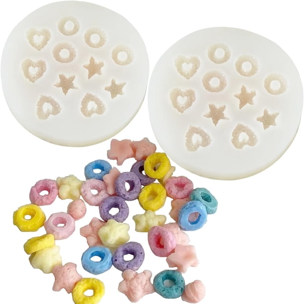 Moldes para velas de silicona, paquete de 2 moldes para dulces con bucles de frutas, antiadherentes (estrella redonda), diseño único para hacer chocolate y moldes para dulces gomosos