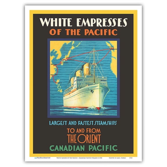White Empress of the Pacific - To And From The Orient - Canadian Pacific Steamships - Vintage Travel Poster c.1930 - Master Art Print (Unframed) 9in x 12in