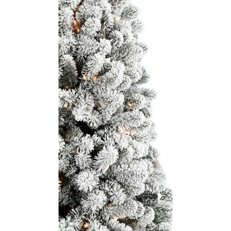 Hill Pine Pre-Lit Farm with Smart Christmas Tree Incandescent Snow White Alaskan Flocked Lights Fraser 6.5-ft Artificial