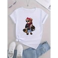 thumbnail image 4 of Women's Fashion Trendy Bear Print T-Shirt, Casual Round Neck Short Sleeve, Comfortable Summer Top, Knitted Polyester Fabric, Animal Pattern, All Seasons, 4 of 8