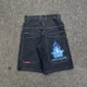 thumbnail image 3 of Pantalones cortos vaqueros holgados para hombre y mujer, ropa de calle con patrón de Hip Hop, Y2K, Harajuku, JNCO, Vintage, gótico, baloncesto, 3 of 3