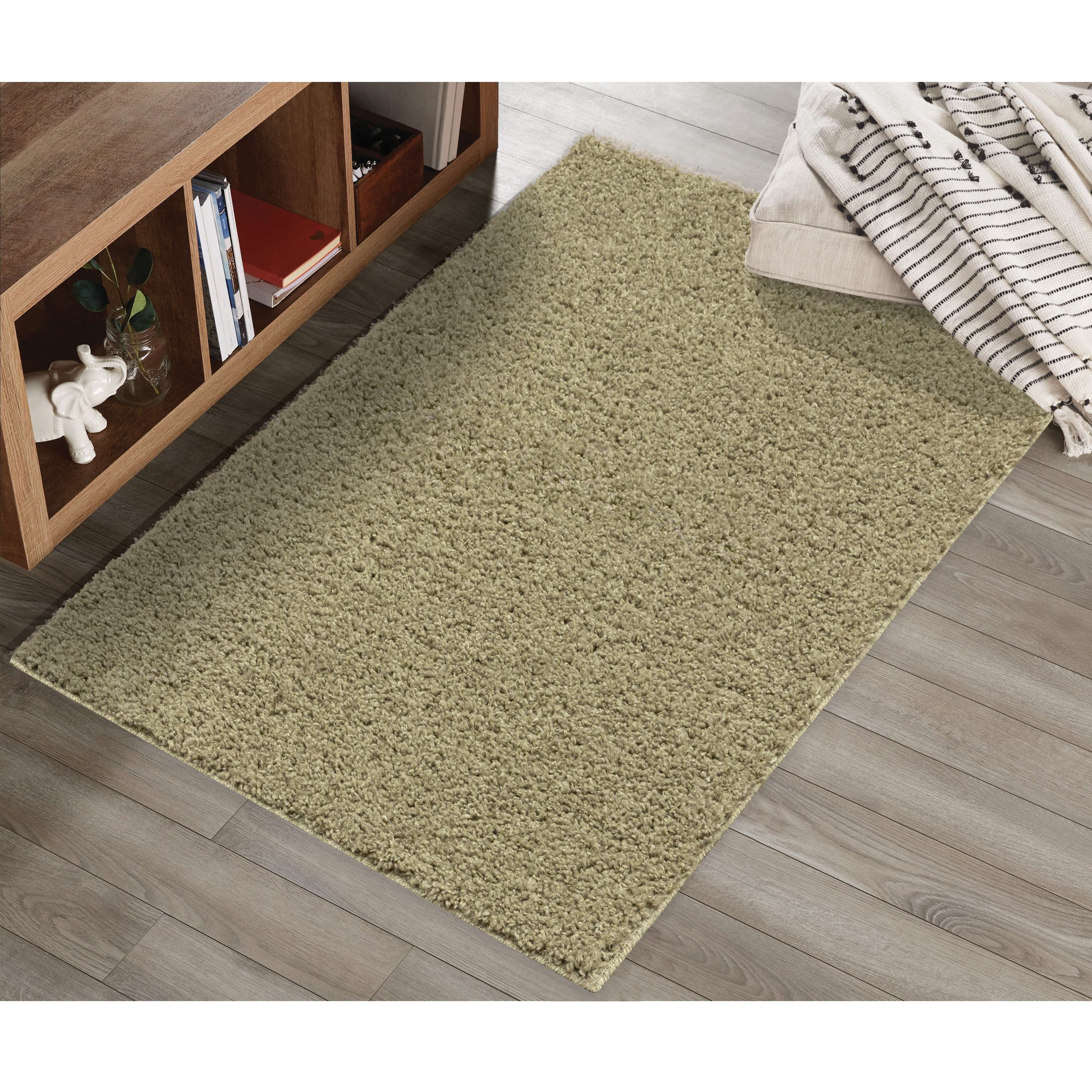 Mainstays Solid Shag Area Rug, Mushroom Tan, 3 ft x 4 ft 8 in
