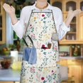 thumbnail image 6 of Pioneer Flower Floral Print Pattern Apron-Garden Aprons for Women with Pockets-Cotton Linen Waterproof Kitchen Cooking Gardening Aprons Adjustable for Kitchen,Cooking,BBQ and Salon 33x27 Inch, 6 of 7