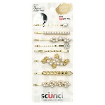 Scunci Mixed Pearl Bobby Pins, Gold, 8 Count